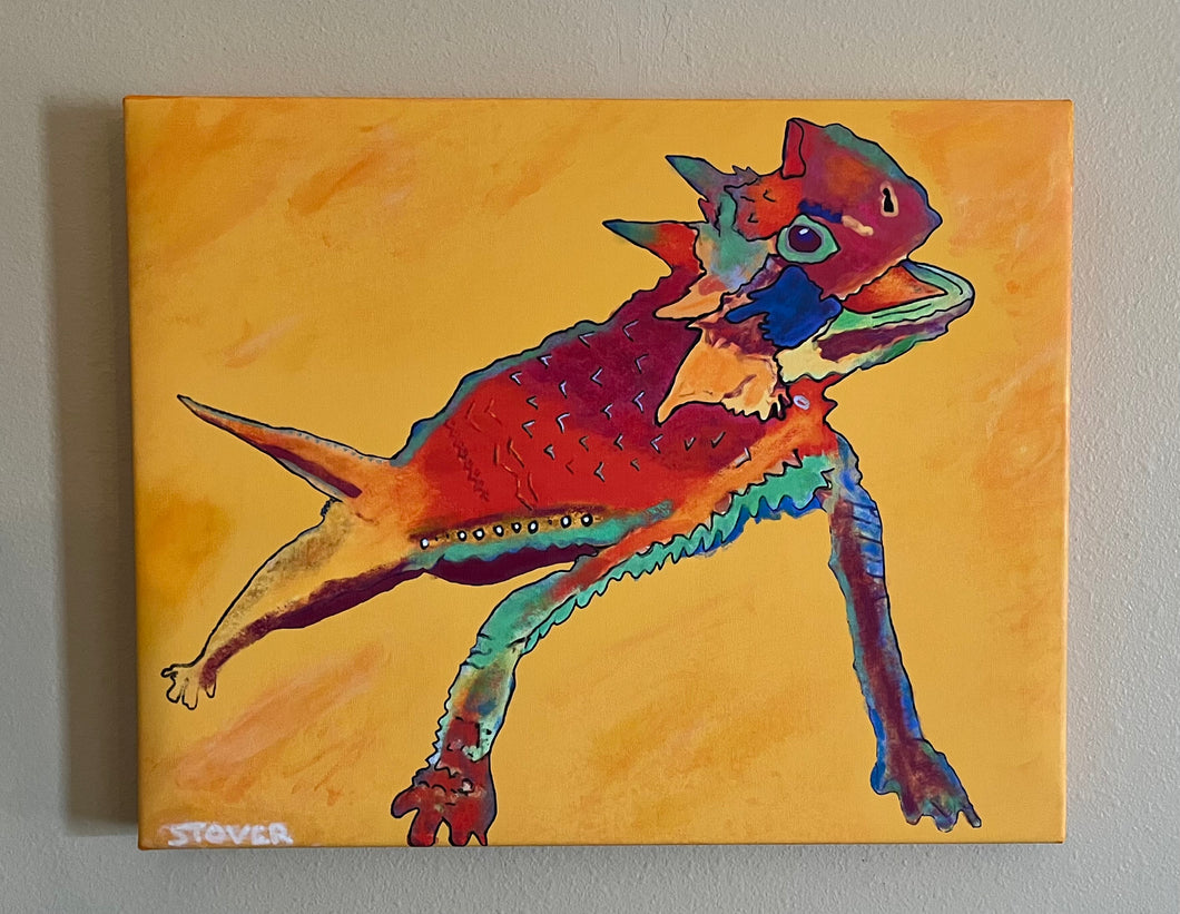 Texas Horned Frog Revisited 16” x 20” Original Canvas