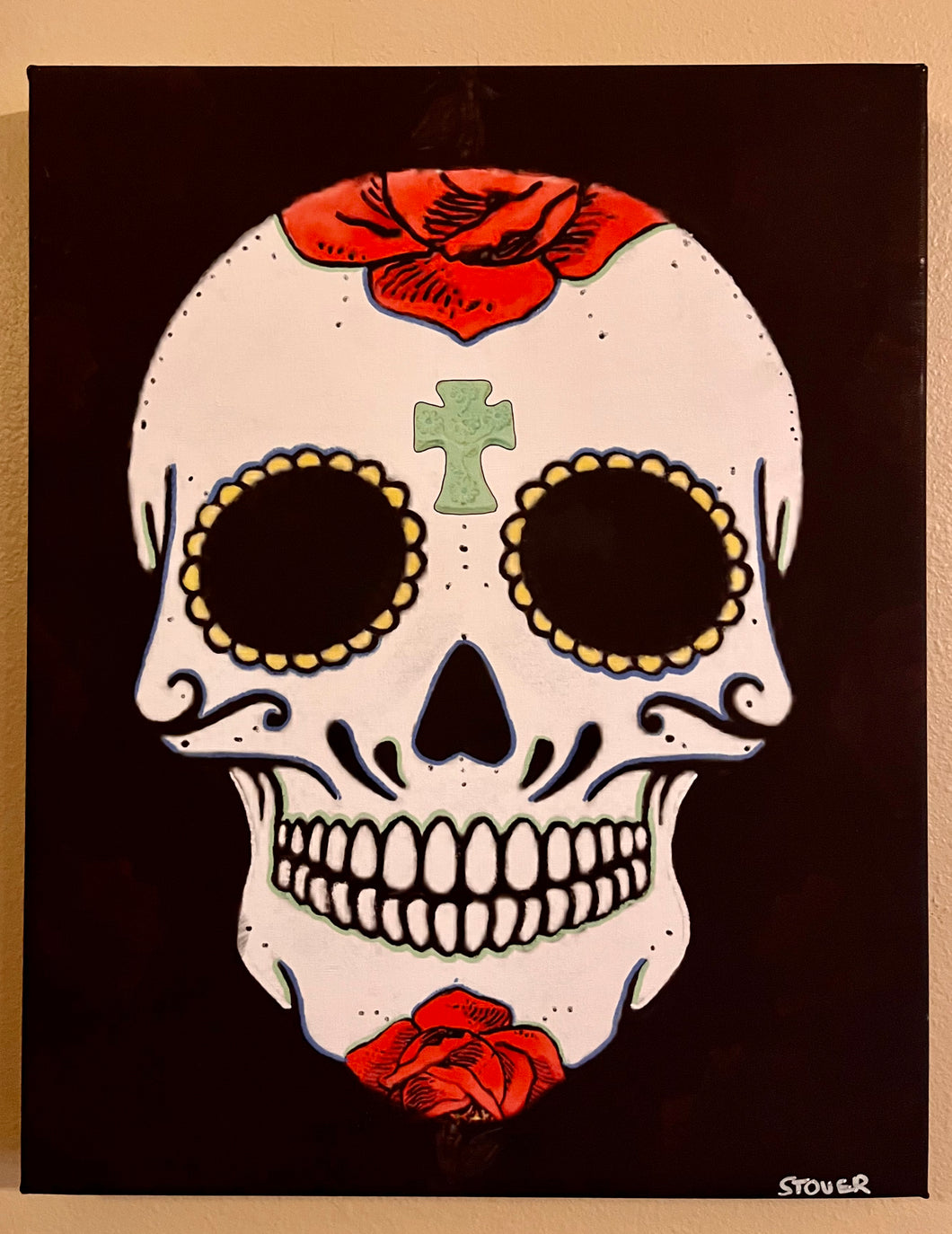 “Rose Sugar Skull, Sugar Daddy Daddy” 16 x 20 Canvas Print