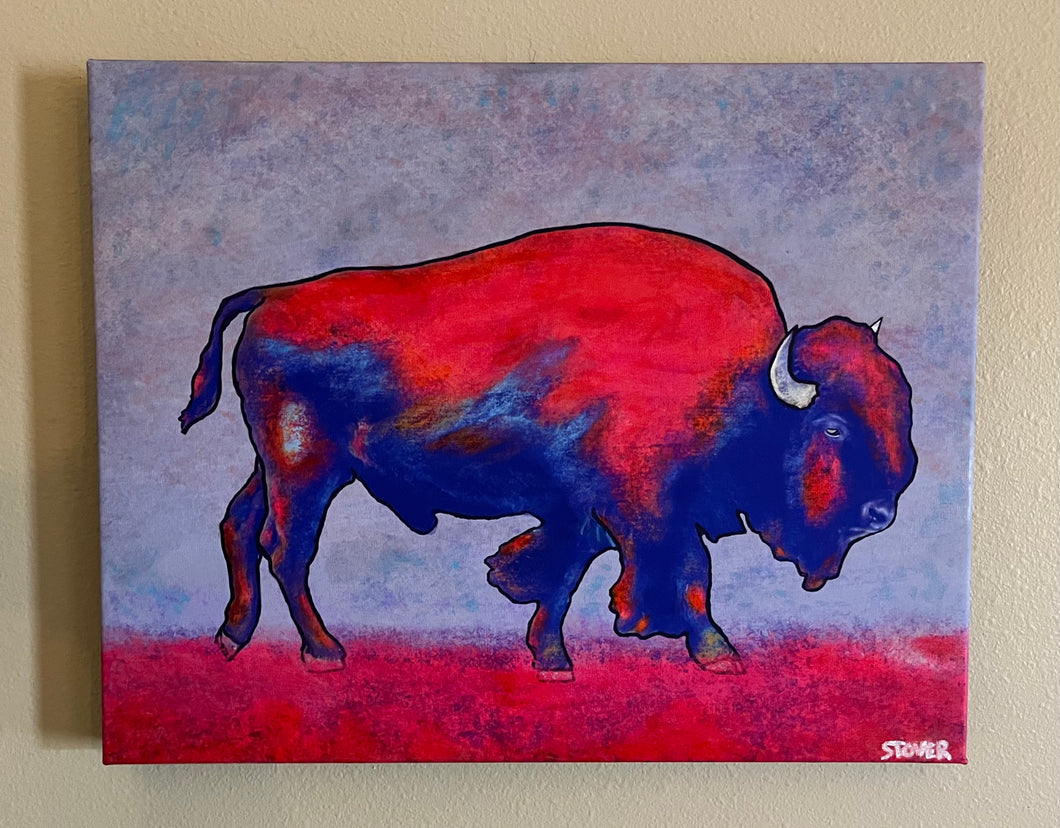 Tejas Bison Revisited 16” x 20” Original on canvas