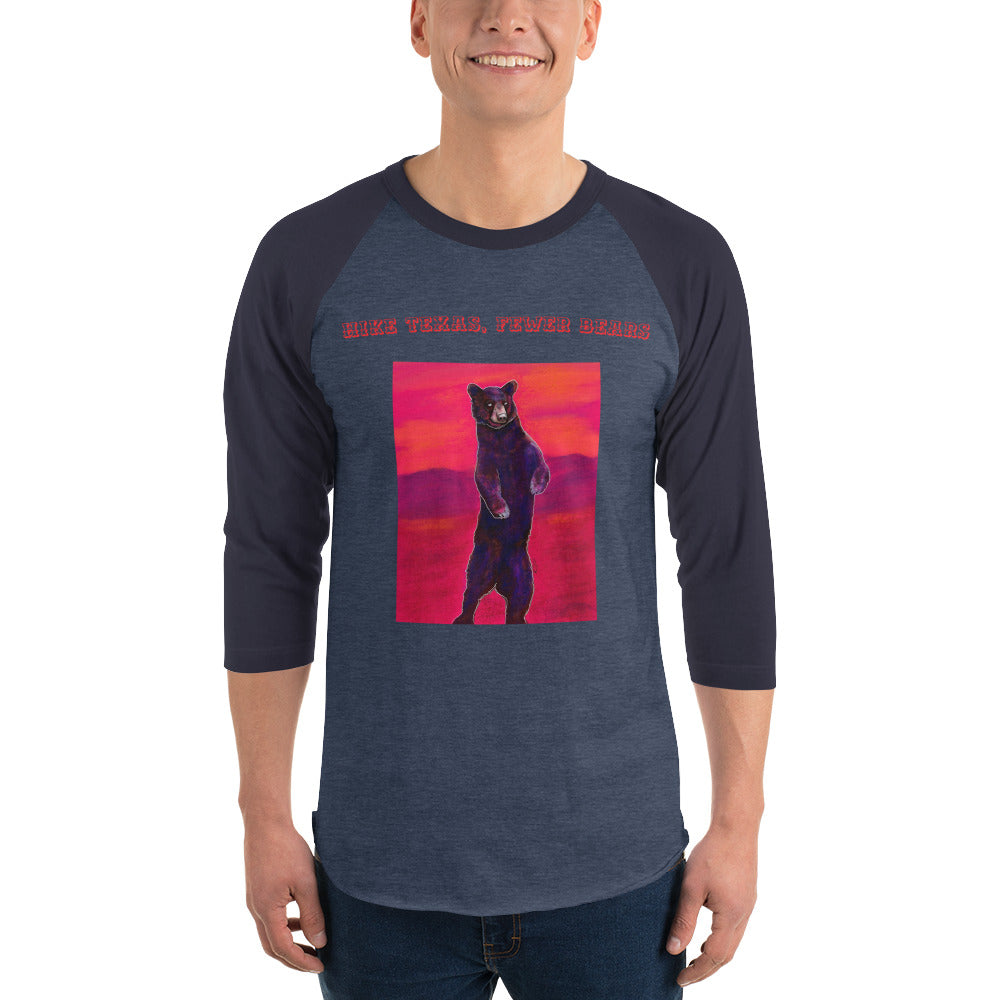 Hike Texas, Fewer Bears 3/4 sleeve raglan shirt